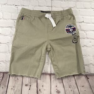 U.S. Polo Assn. Boys Khaki Shorts Size L 14 Logo Patch Elastic Waist Beige